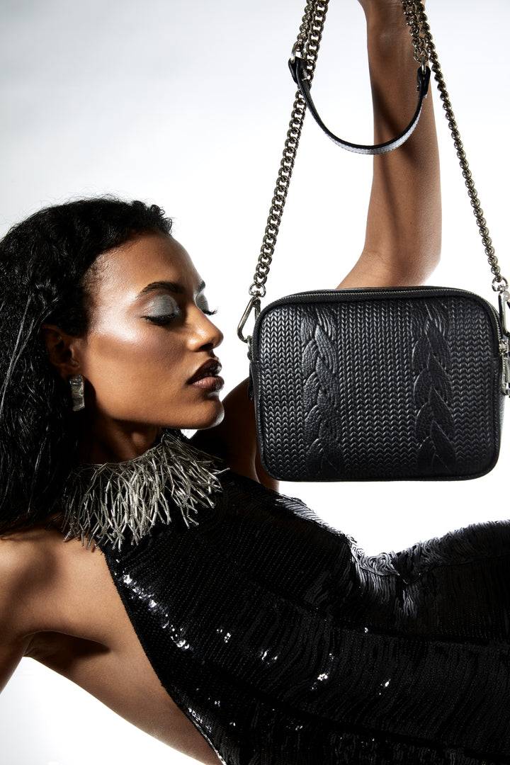 Roberta Gandolfi Camera Treccia borsa a spalla e crossbody in pelle stampata con tracolla catena Novità