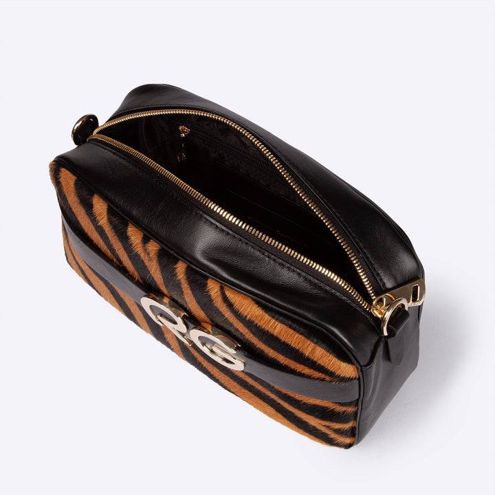 Roberta Gandolfi Dafne pony camera in pelle stampa animalier con tracolla staccabile Outlet