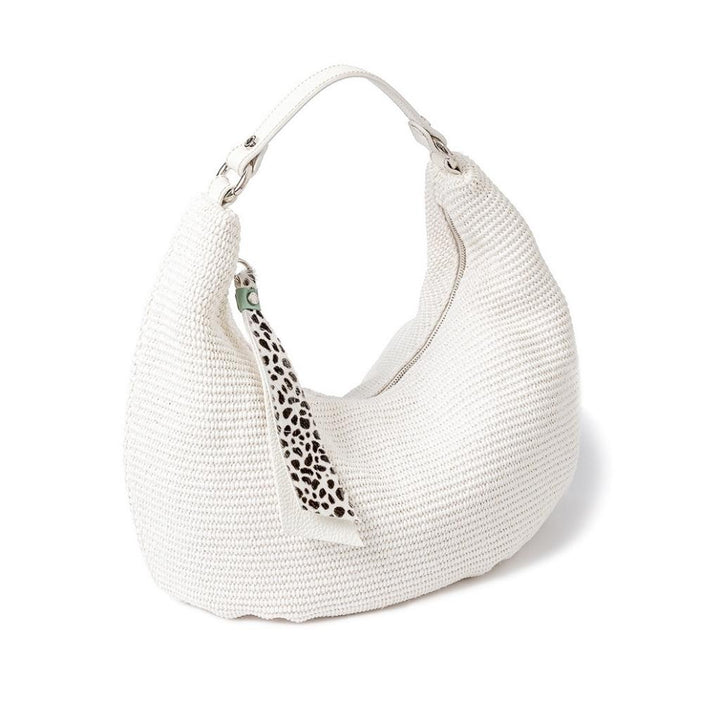 Roberta Gandolfi Beatrice Hobo medium in raffia e finiture in pelle con dettaglio animalier e tracolla staccabile Saldi Di Fabbrica