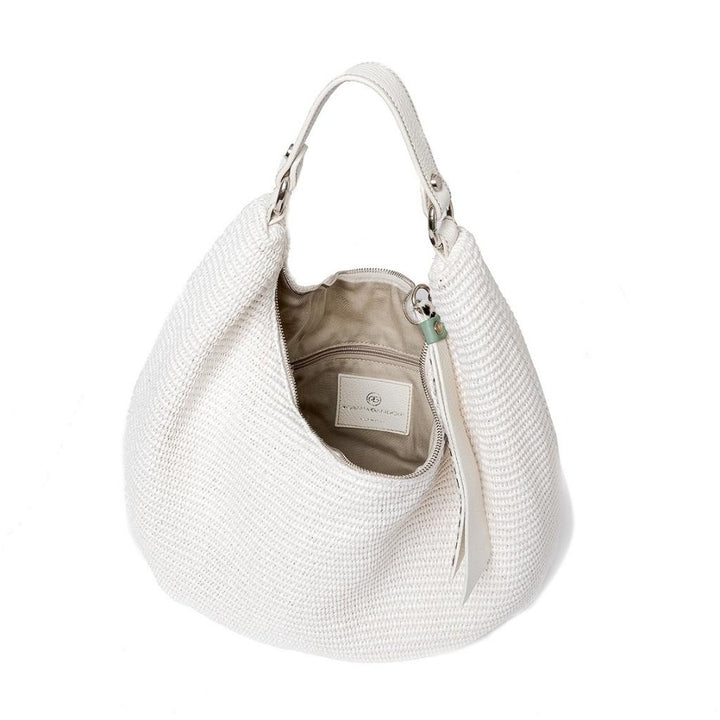 Roberta Gandolfi Beatrice Hobo medium in raffia e finiture in pelle con dettaglio animalier e tracolla staccabile Saldi Di Fabbrica