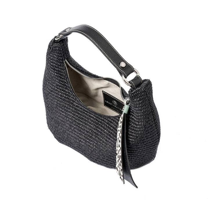 Roberta Gandolfi Beatrice Hobo small in raffia e finiture in pelle con dettaglio animalier e tracolla staccabile I Più Venduti