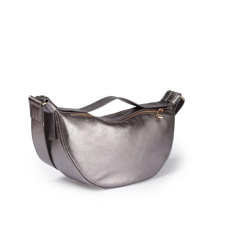 Roberta Gandolfi Micol Banana small cross body in vitello martellato metal con tracolla regolabile Italy