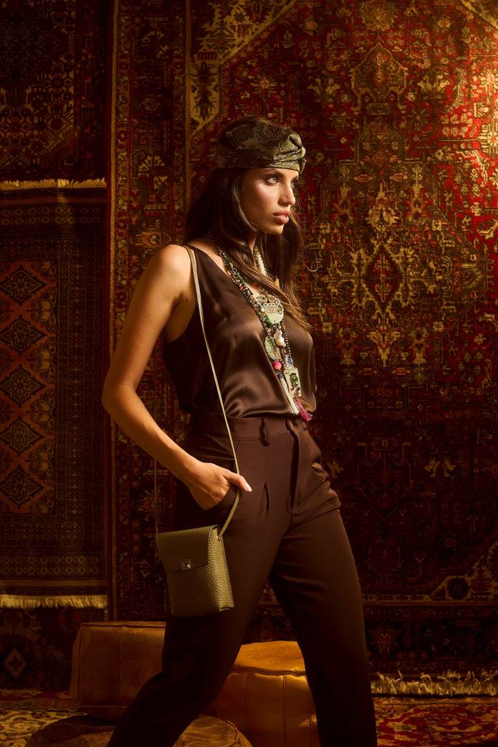 Roberta Gandolfi Elodie minibag and phoneholder in pelle con pratica tasca esterna e tracolla regolabile Sottocosto