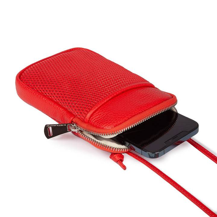 Roberta Gandolfi Yuma Phone holder in pelle di vitello con tracolla staccabile e regolabile e tasca esterna Novità