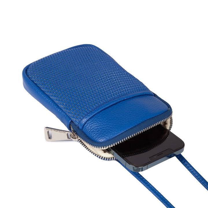 Roberta Gandolfi Yuma Phone holder in pelle di vitello con tracolla staccabile e regolabile e tasca esterna Sconto