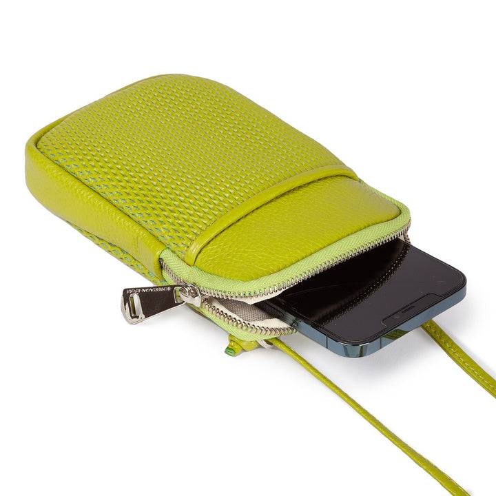 Roberta Gandolfi Yuma Phone holder in pelle di vitello con tracolla staccabile e regolabile e tasca esterna Economico