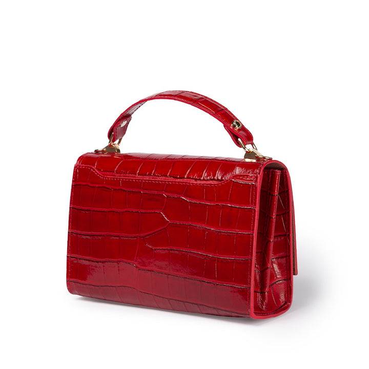 Roberta Gandolfi Nicole cocco compact crossbody borsa in pelle stampa cocco con tramezza interna e tasca esterna con tracolla staccabile e regolabile Convenienza