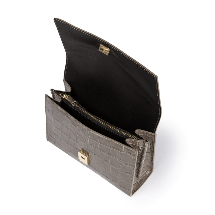 Roberta Gandolfi Nicole cocco compact crossbody borsa in pelle stampa cocco con tramezza interna e tasca esterna con tracolla staccabile e regolabile Novità
