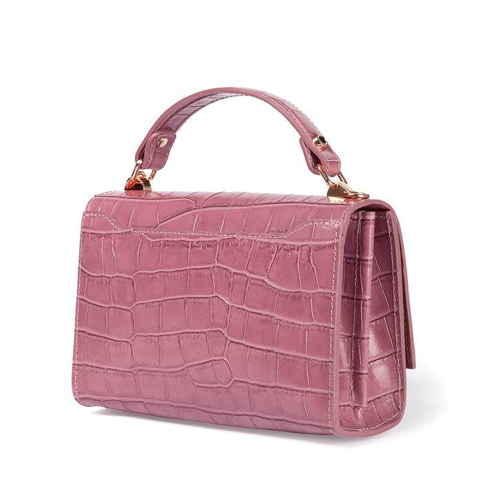 Roberta Gandolfi Nicole cocco compact crossbody borsa in pelle stampa cocco con tramezza interna e tasca esterna con tracolla staccabile e regolabile Presa