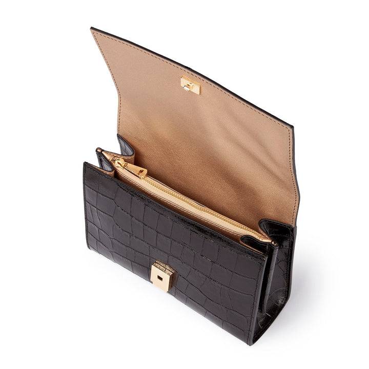 Roberta Gandolfi Nicole cocco compact crossbody borsa in pelle stampa cocco con tramezza interna e tasca esterna con tracolla staccabile e regolabile Sconto