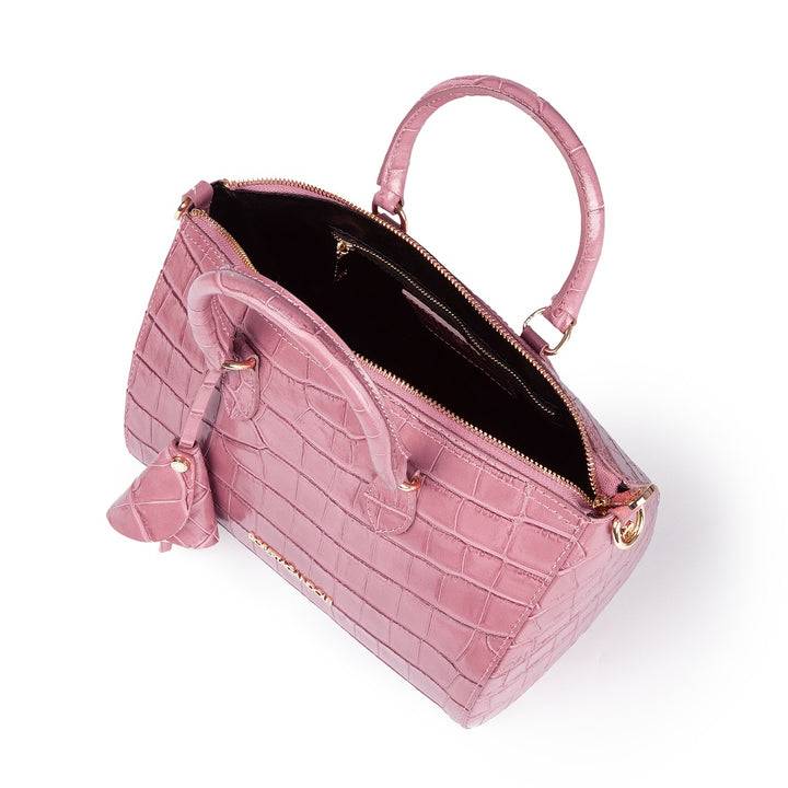 Roberta Gandolfi Nicole Cocco bowling in pelle lucida stampa cocco con tracolla staccabile e regolabile Online