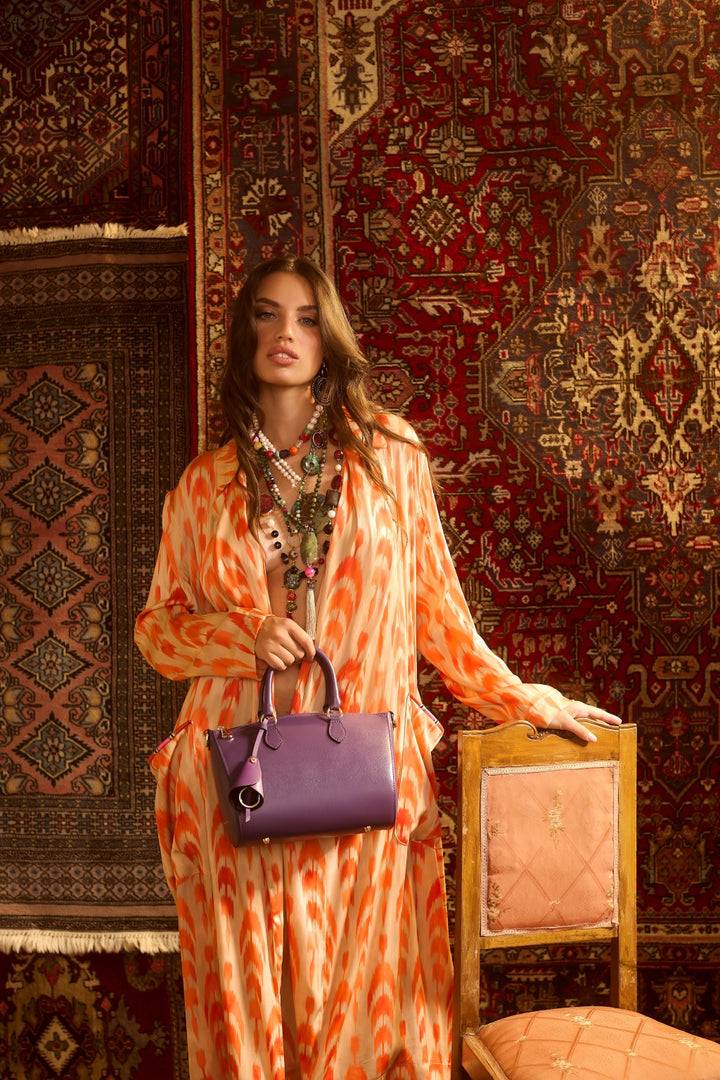 Roberta Gandolfi Nicole bowling in pelle stampa "light saffiano" con tracolla staccabile e regolabile Outlet