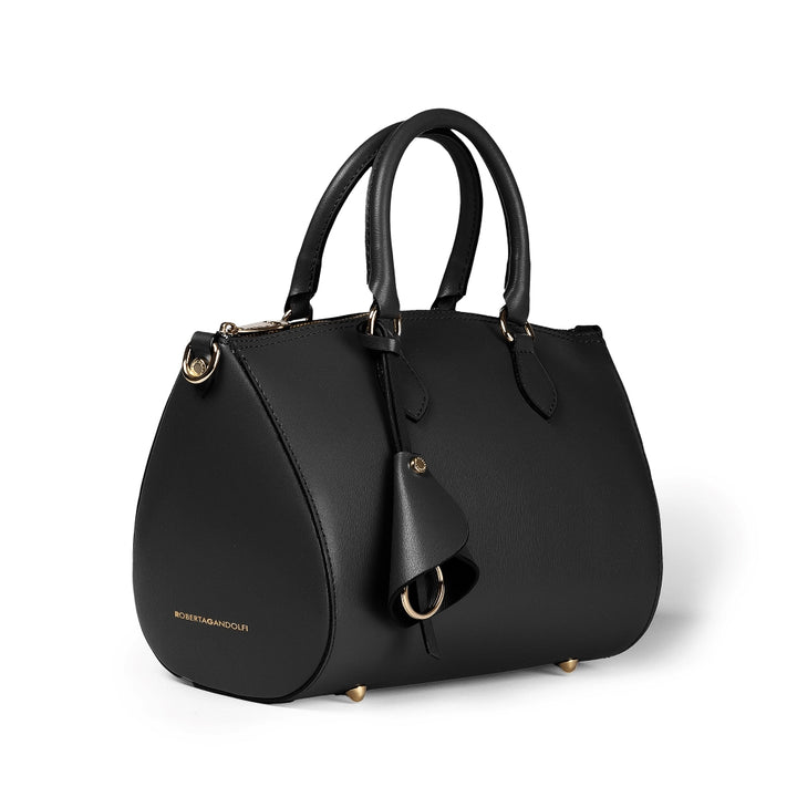 Roberta Gandolfi Nicole bowling in pelle stampa "light saffiano" con tracolla staccabile e regolabile In Vendita