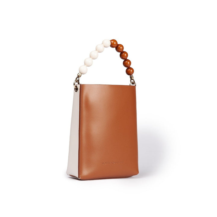 Roberta Gandolfi Zoe mini bag in pelle bicolor e manico gioiello Consegna Veloce
