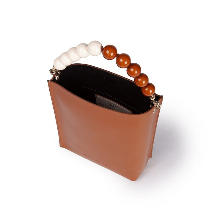 Roberta Gandolfi Zoe mini bag in pelle bicolor e manico gioiello Consegna Veloce