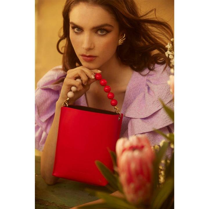 Roberta Gandolfi Zoe mini bag in pelle bicolor e manico gioiello Consegna Veloce