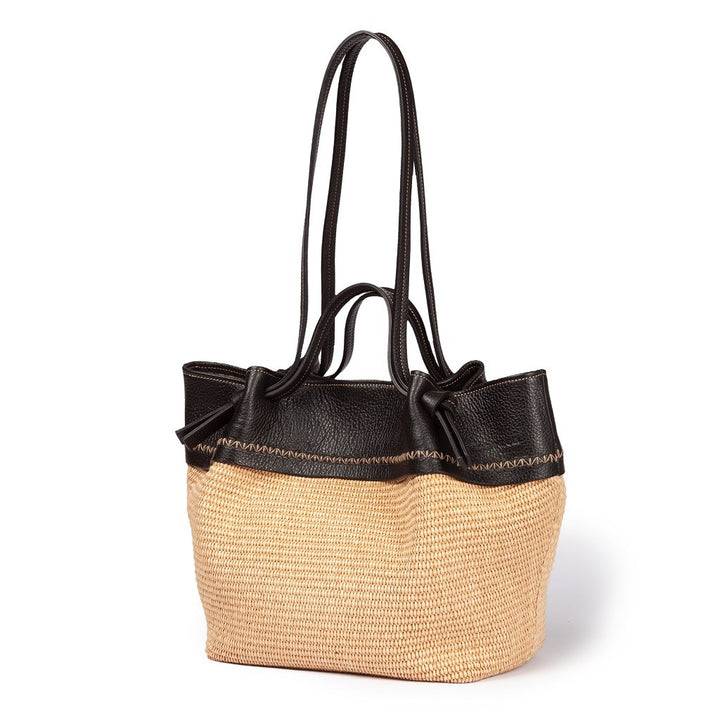 Roberta Gandolfi Ambra large borsa a mano o shopping in rafia e pelle martellata Fino Al -60%