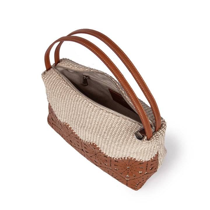 Roberta Gandolfi Giulia baguette in rafia e pelle il pannello tagliato al laser è interamente cucito a mano Affare Del Giorno