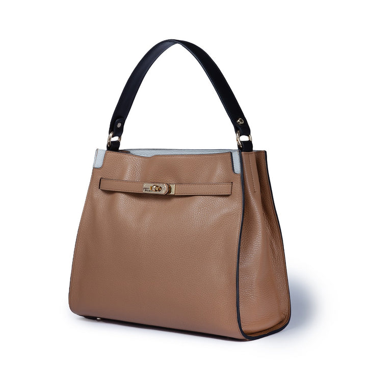 Roberta Gandolfi Frida Satchel in pelle martellata con tracolla logata in tessuto regolabile In Vendita