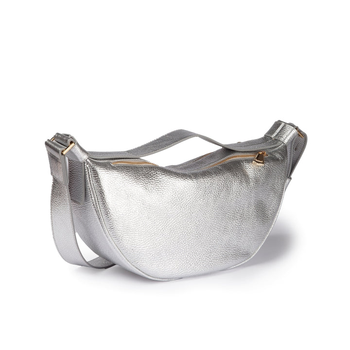 Roberta Gandolfi Micol Banana small cross body in vitello martellato metal con tracolla regolabile Qualità