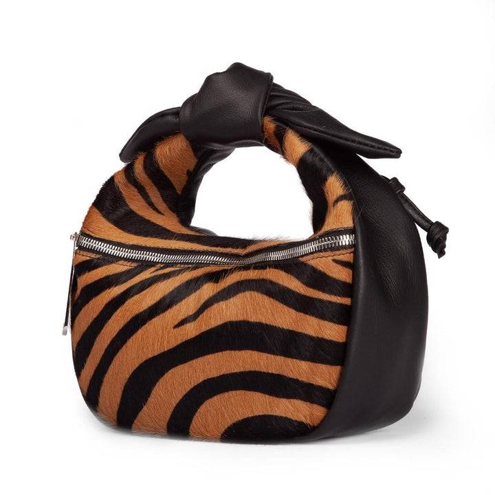 Roberta Gandolfi Bunny Pony mini bag in pony stampa animalier e finiture in pelle di vitello con tracolla staccabile Pezzi Unici