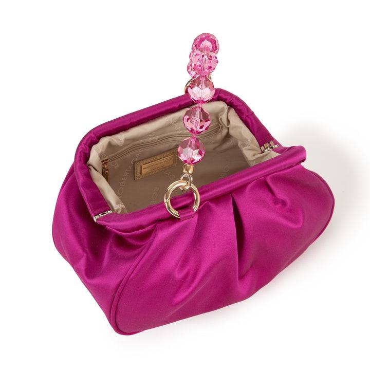 Roberta Gandolfi Sirenetta Puffy mini bag in raso di seta e manico gioiello Acquista Ora