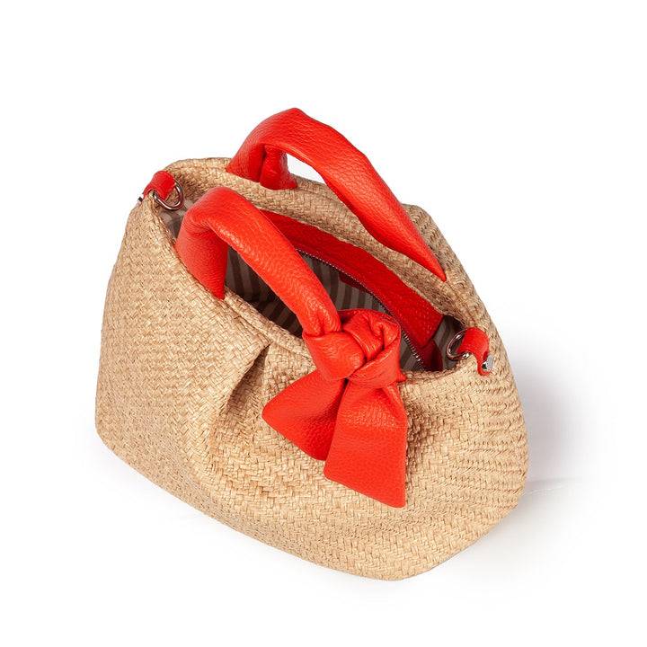 Roberta Gandolfi Matilde Handbag in rafia e pelle con tracolla staccabile Soddisfazione Garantita