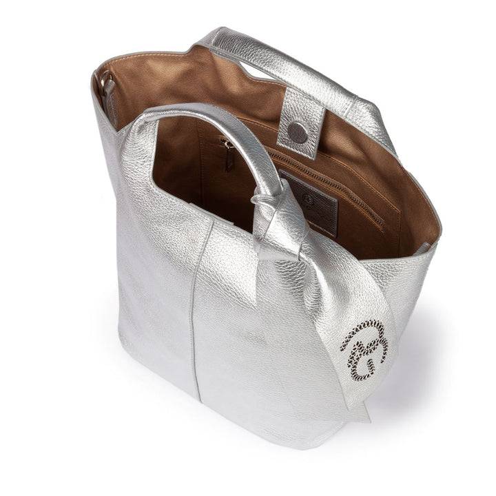 Roberta Gandolfi Maia handbag borsa a mano in pelle martellata e tracolla staccabile In Saldo