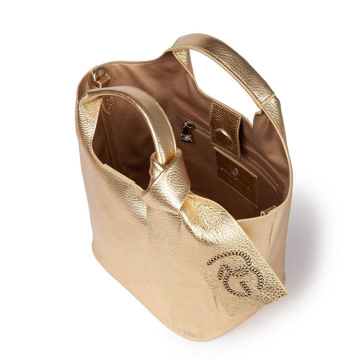 Roberta Gandolfi Maia handbag borsa a mano in pelle martellata e tracolla staccabile Nuova