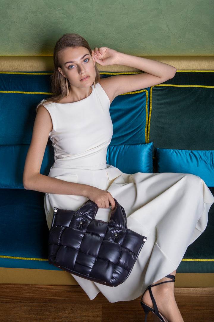 Roberta Gandolfi Greta small borsa in tessuto antigoccia intrecciata a mano con finiture in pelle Comprare a buon mercato