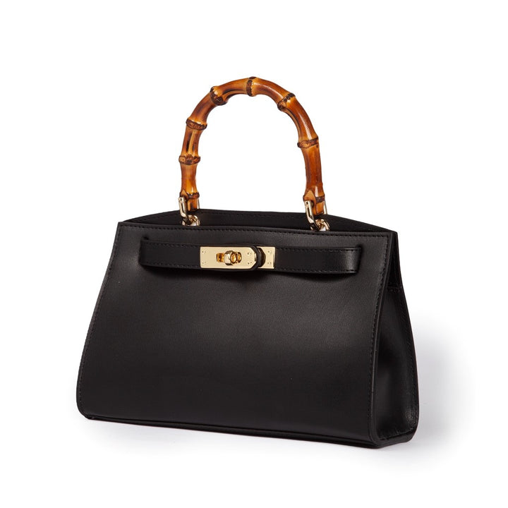 Roberta Gandolfi Lola small borsa in pelle con manico in vero legno di bambù e tracolla staccabile Solo un giorno rimasto