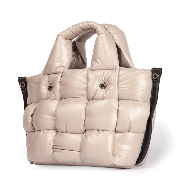 Roberta Gandolfi Greta Mini borsa in tessuto antigoccia imbottita ed intrecciata a mano con finiture in pelle Officina