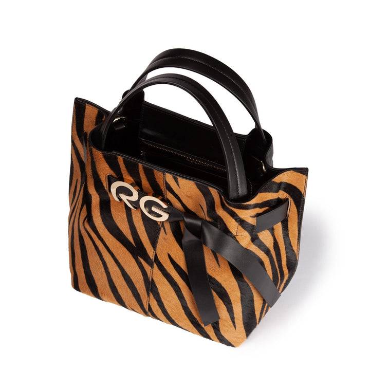 Roberta Gandolfi Dafne pony medium borsa a mano in pelle stampa animalier con tracolla staccabile Pezzi Unici