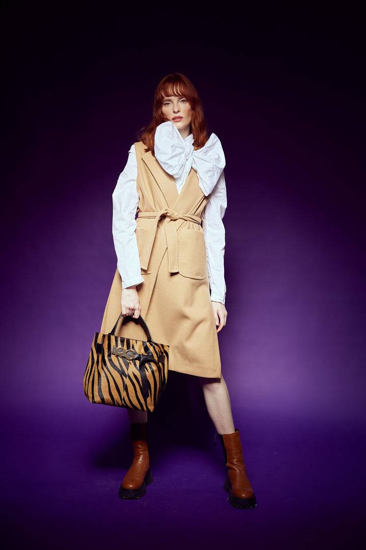 Roberta Gandolfi Dafne pony medium borsa a mano in pelle stampa animalier con tracolla staccabile Pezzi Unici