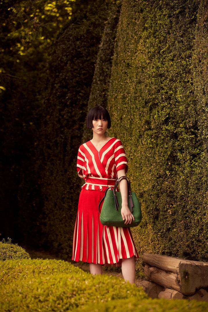 Roberta Gandolfi Fernanda Tote in rafia con finiture in pelle di vitello a doppia portabilità mano o shopping Sottocosto