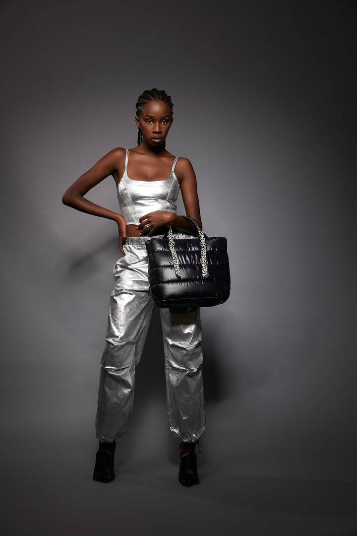 Roberta Gandolfi Luana Shopping in tessuto antigoccia e finiture in pelle con doppia portabilità Offerta