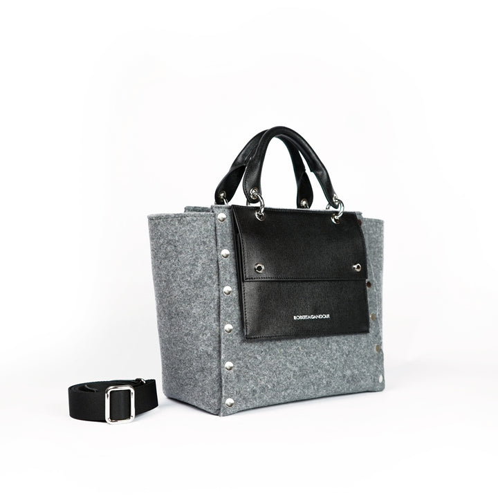 Roberta Gandolfi Rachele handbag borsa a mano in tessuto di lana riciclata e finitura in pelle con tasca staccabile Hotsell