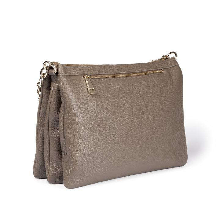 Roberta Gandolfi Alice large borsa in camoscio e pelle martellata con tracolla regolabile e staccabile Negozio online di fabbrica