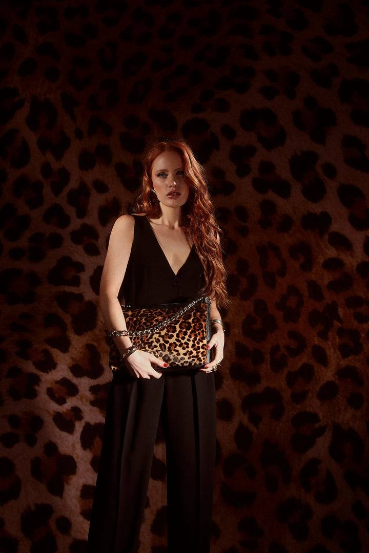 Roberta Gandolfi Alice Pony large borsa in cavallino e pelle martellata con tracolla regolabile e staccabile Prezzo di fabbrica