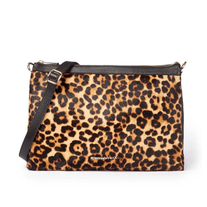 Roberta Gandolfi Alice Pony large borsa in cavallino e pelle martellata con tracolla regolabile e staccabile Prezzo di fabbrica