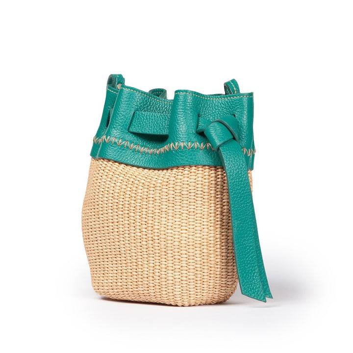 Roberta Gandolfi Ambra mini bucket in rafia e pelle martellata Fino al 65% di sconto