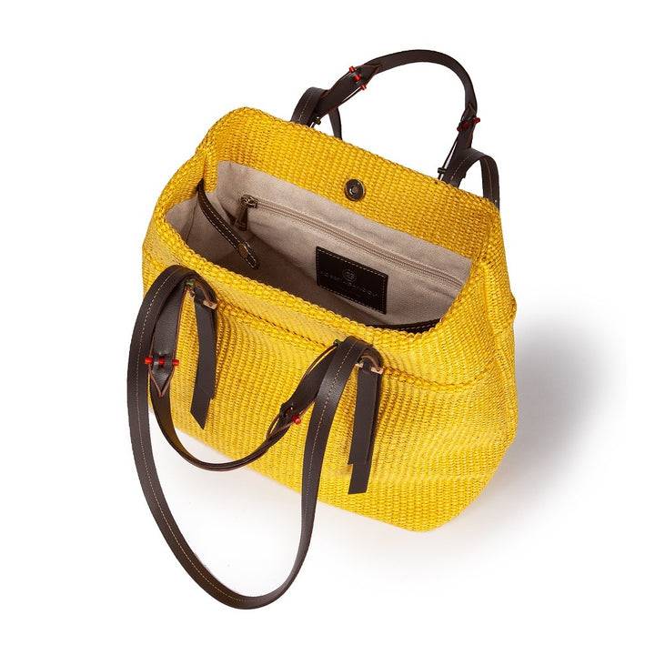 Roberta Gandolfi Fernanda Tote in rafia con finiture in pelle di vitello a doppia portabilità mano o shopping Prezzo di fabbrica