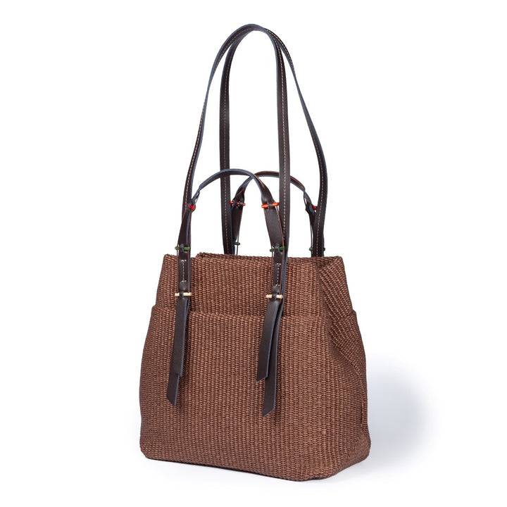 Roberta Gandolfi Fernanda Tote in rafia con finiture in pelle di vitello a doppia portabilità mano o shopping Offerta speciale