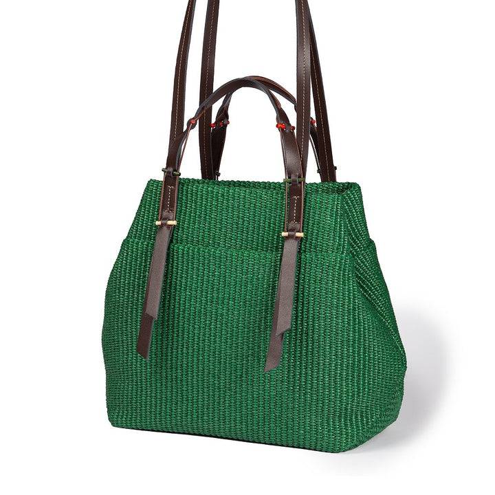 Roberta Gandolfi Fernanda Tote in rafia con finiture in pelle di vitello a doppia portabilità mano o shopping Comprare a buon mercato