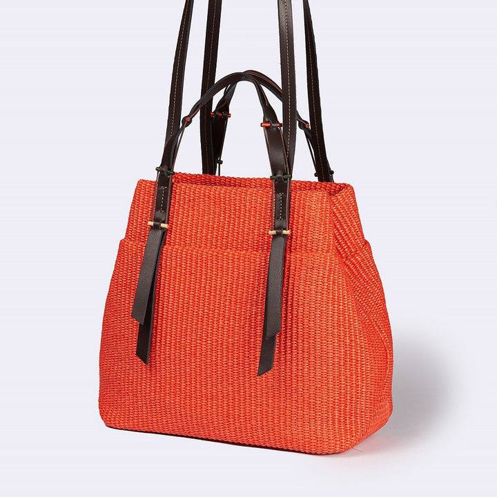 Roberta Gandolfi Fernanda Tote in rafia con finiture in pelle di vitello a doppia portabilità mano o shopping Grande vendita