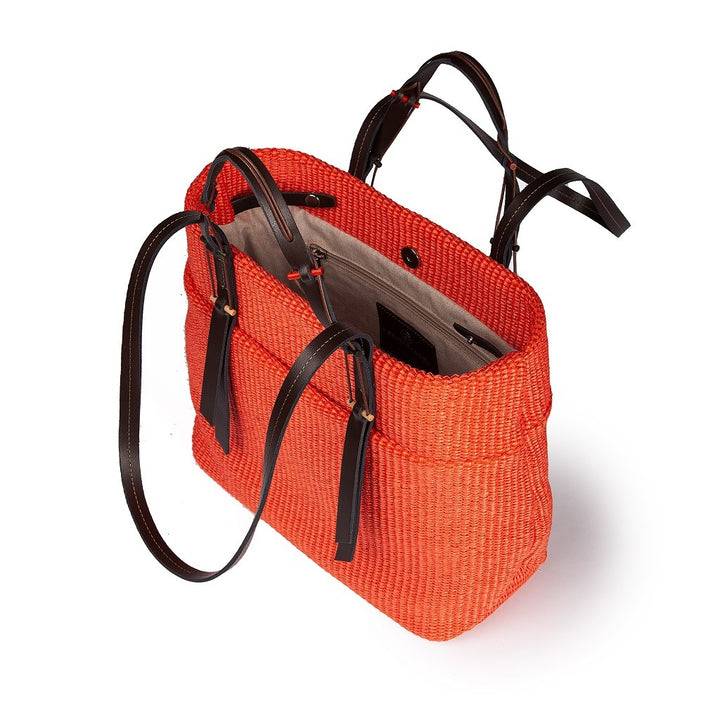 Roberta Gandolfi Fernanda Tote in rafia con finiture in pelle di vitello a doppia portabilità mano o shopping Grande vendita