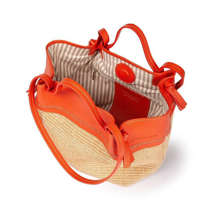 Roberta Gandolfi Ambra large borsa a mano o shopping in rafia e pelle martellata Shopping online