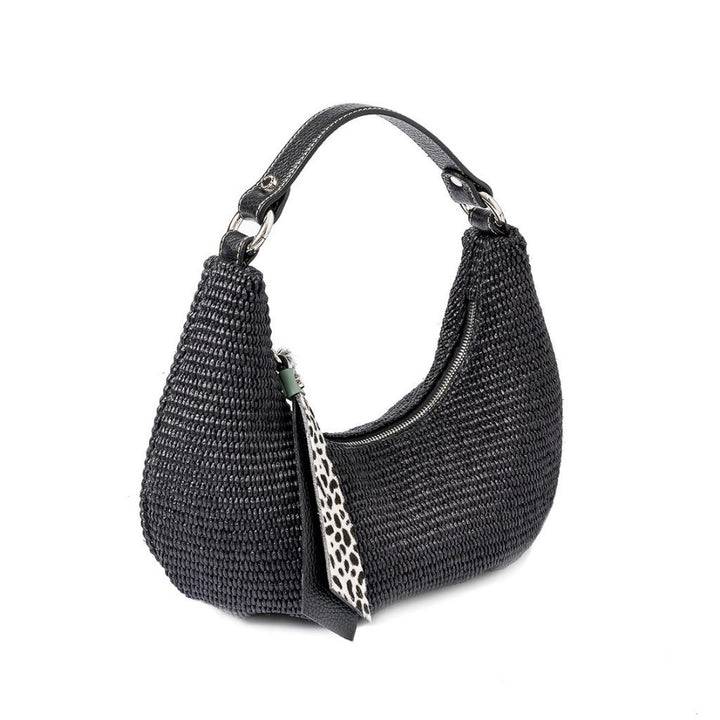 Roberta Gandolfi Beatrice Hobo small in raffia e finiture in pelle con dettaglio animalier e tracolla staccabile Fino al 50% di sconto