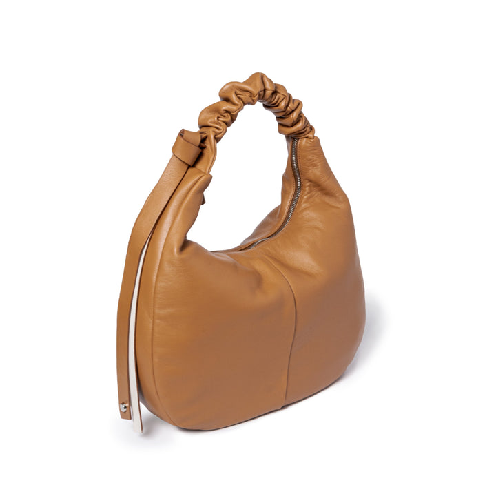 Roberta Gandolfi Azzurro Hobo large in morbida pelle nappa con manico arricciato regolabile Only for today
