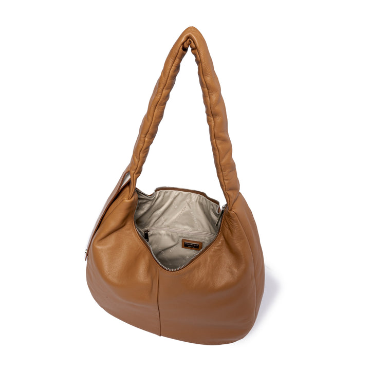 Roberta Gandolfi Azzurro Hobo large in morbida pelle nappa con manico arricciato regolabile Only for today